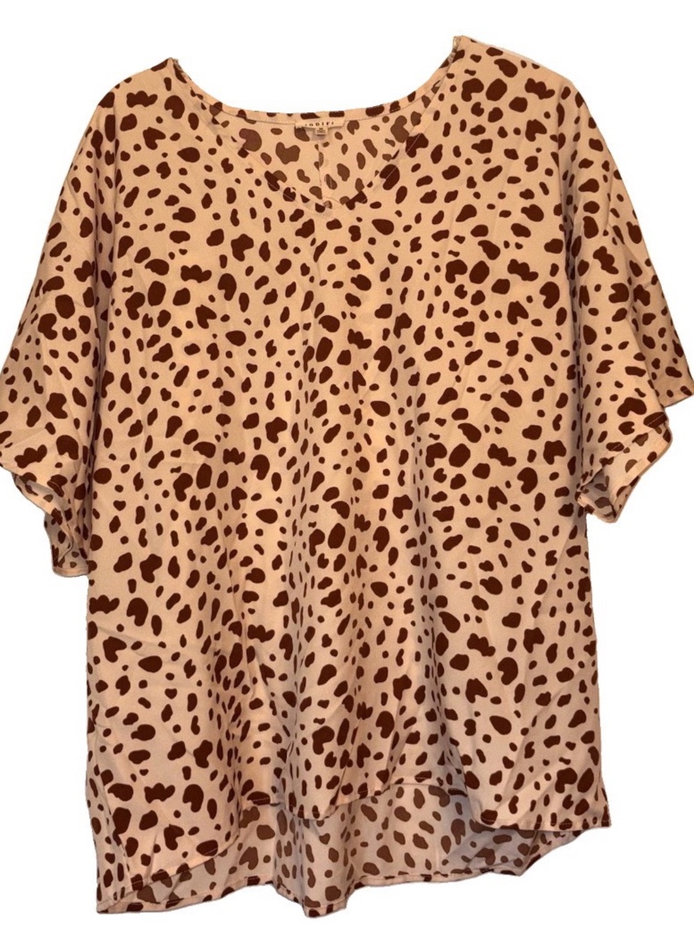 JODIFL Cream Blouse with Brown Spot Print